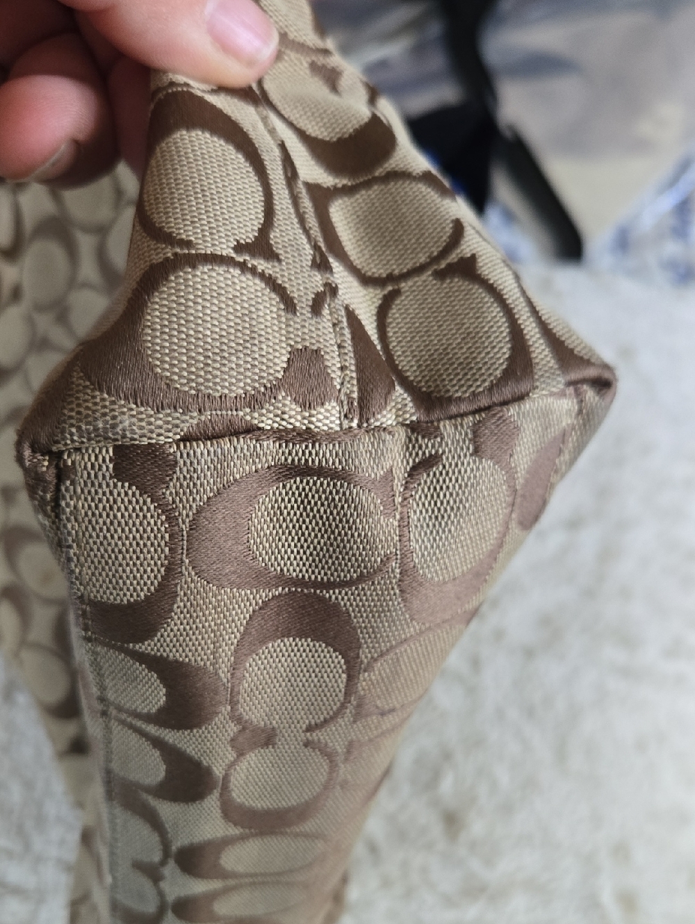 Coach Signature Canvas Tote with Fuchsia Leather Trim - Picture 5 of 12